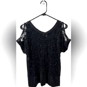 Black Sequin Top M